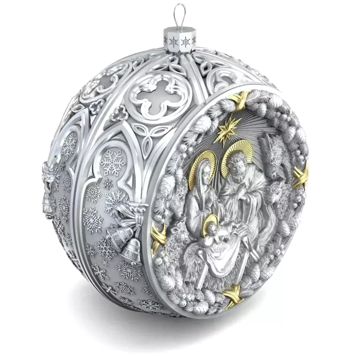 Gift set with balls and the icon "Savior" made of silver, 4 balls